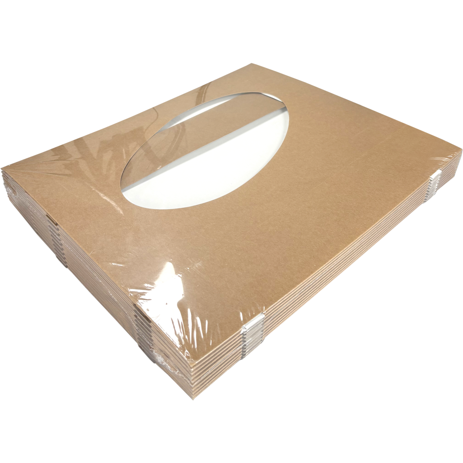 Cateringdoos, karton + PET, 460x310x80mm, met venster, bruin/wit