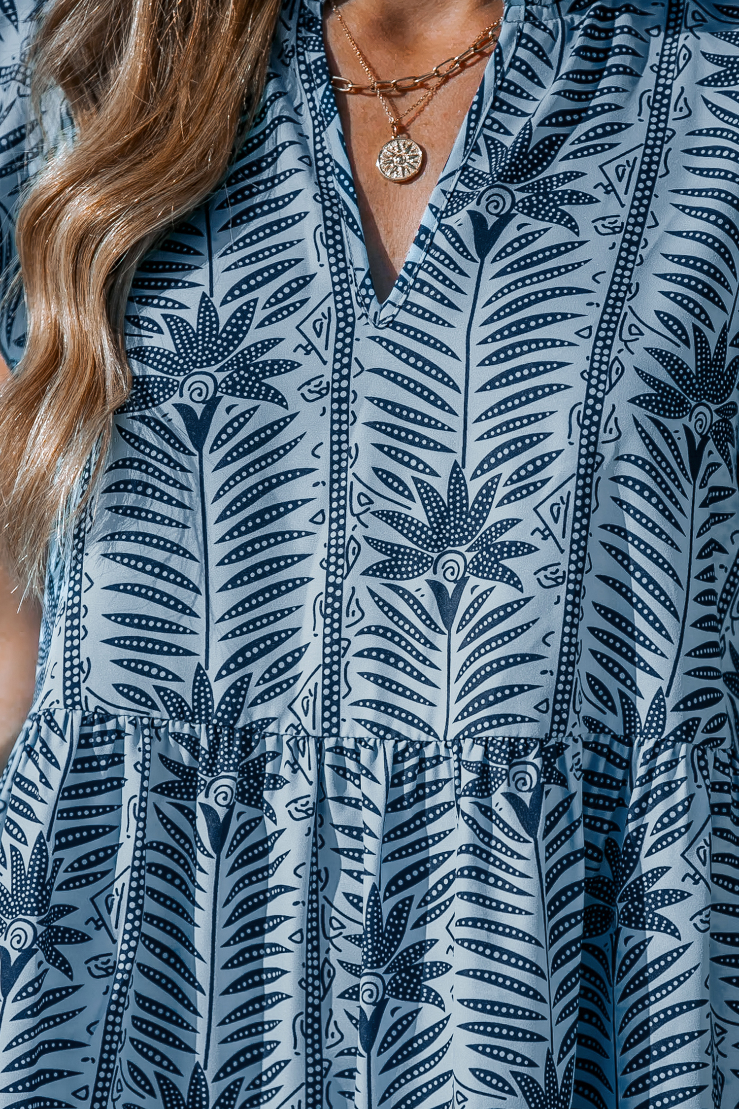 Robe mini à volants bleu tropical