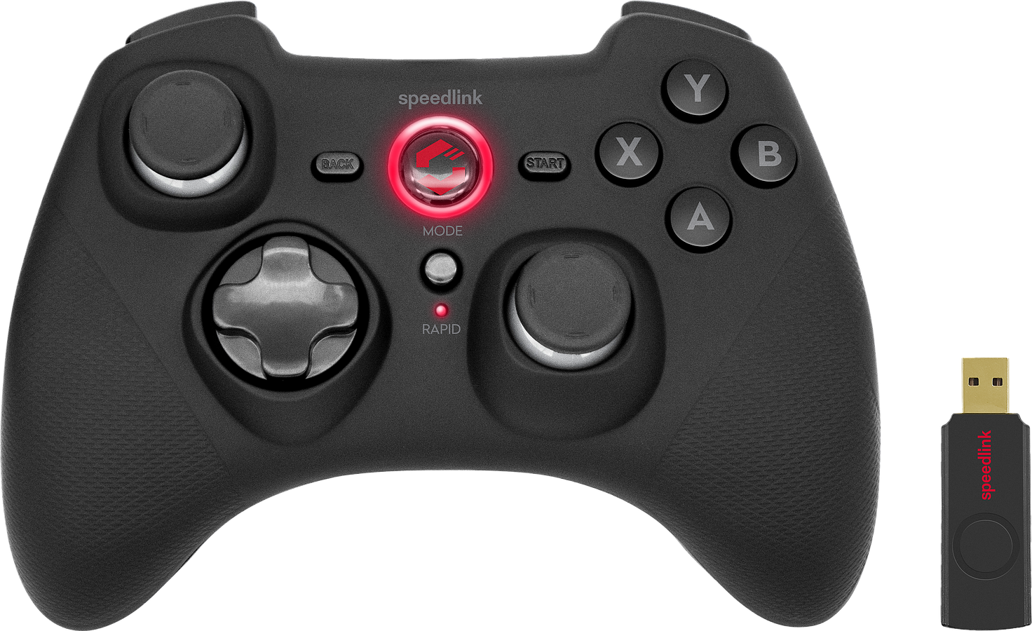 SPEEDLINK RAIT Gamepad - Wireless - for PC/PS3/Switch/OLED, rubber-black