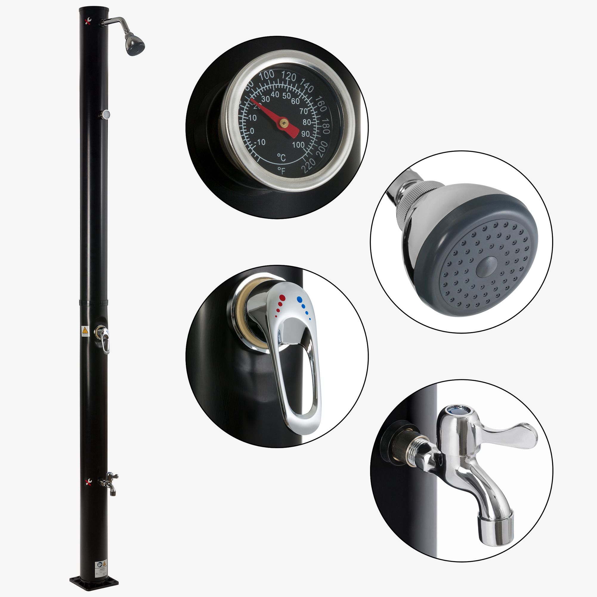Solardusche 20L schwarz mit Thermometer