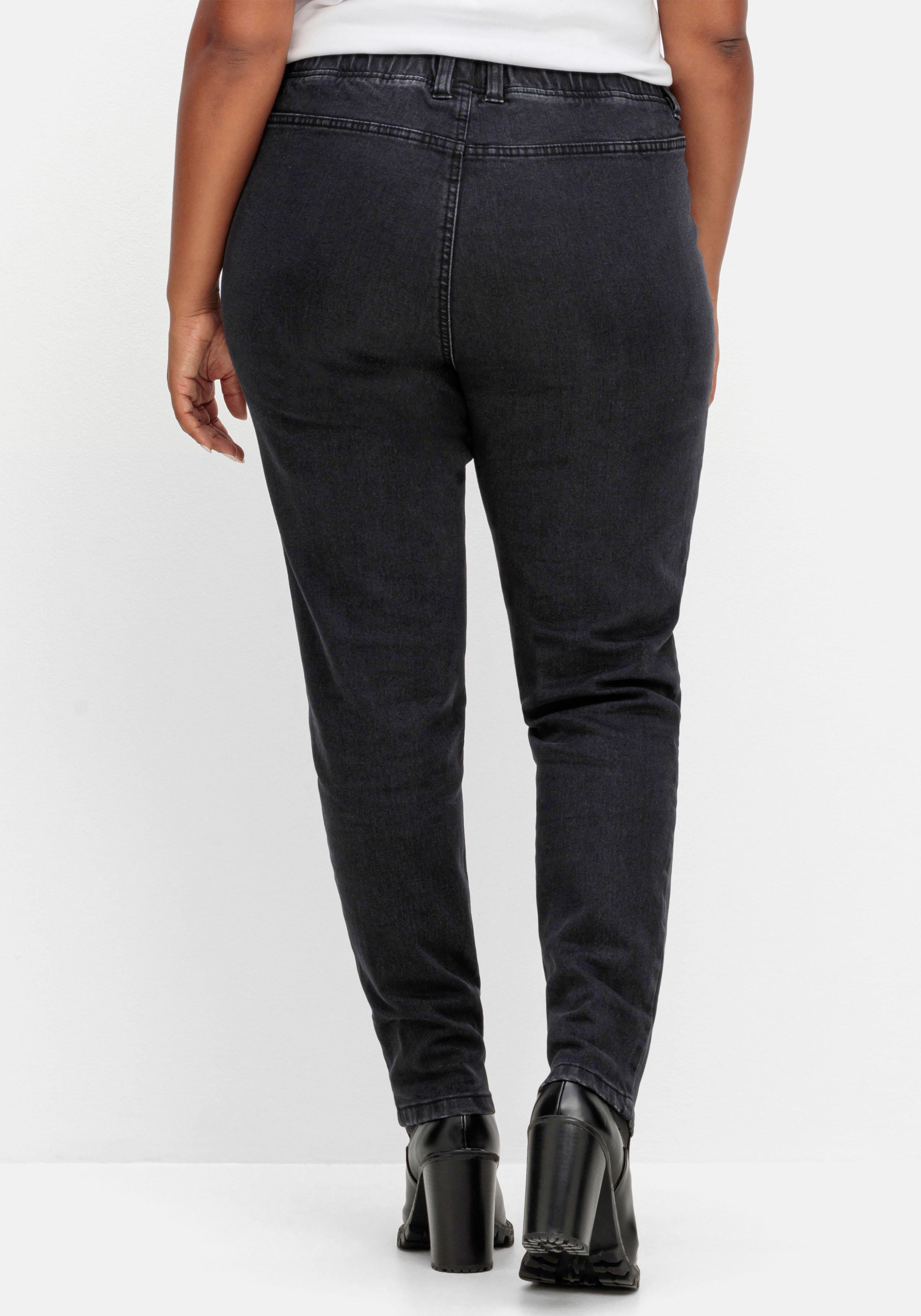 Skinny Thermojeans mit Schlupfbund, innen angeraut