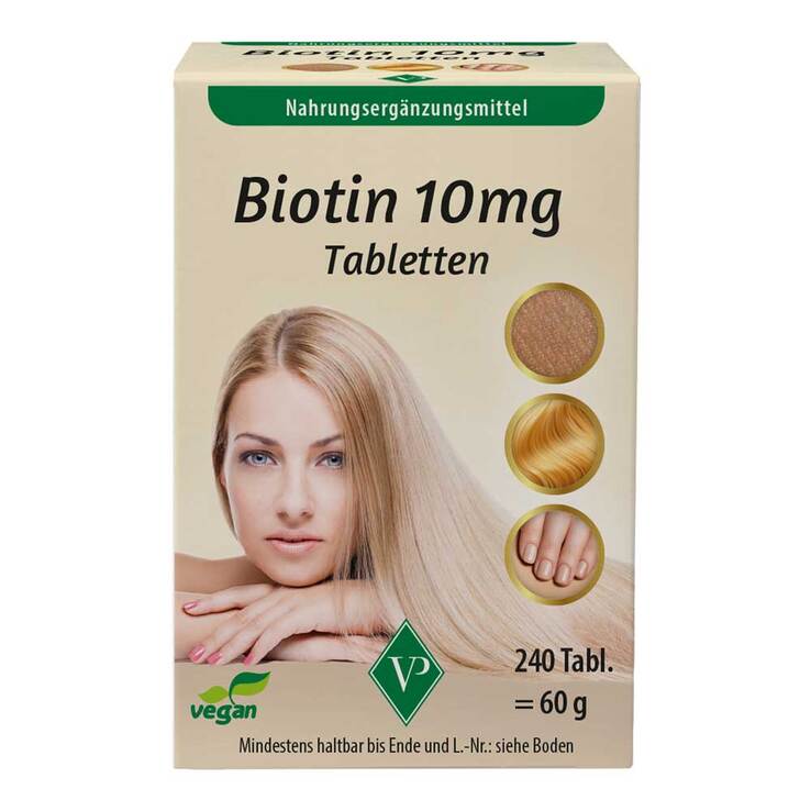 Biotin 10 mg hochdosiert vegan Tabletten, 240 St