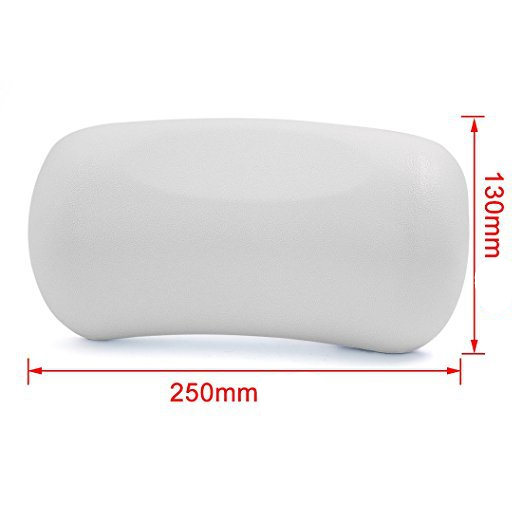 (25x13cm) Schaumstoff Badewannen Kissen Ergonomisches Nackenkissen Kopfstütze mit 2 Saugnäpfen - Weiss