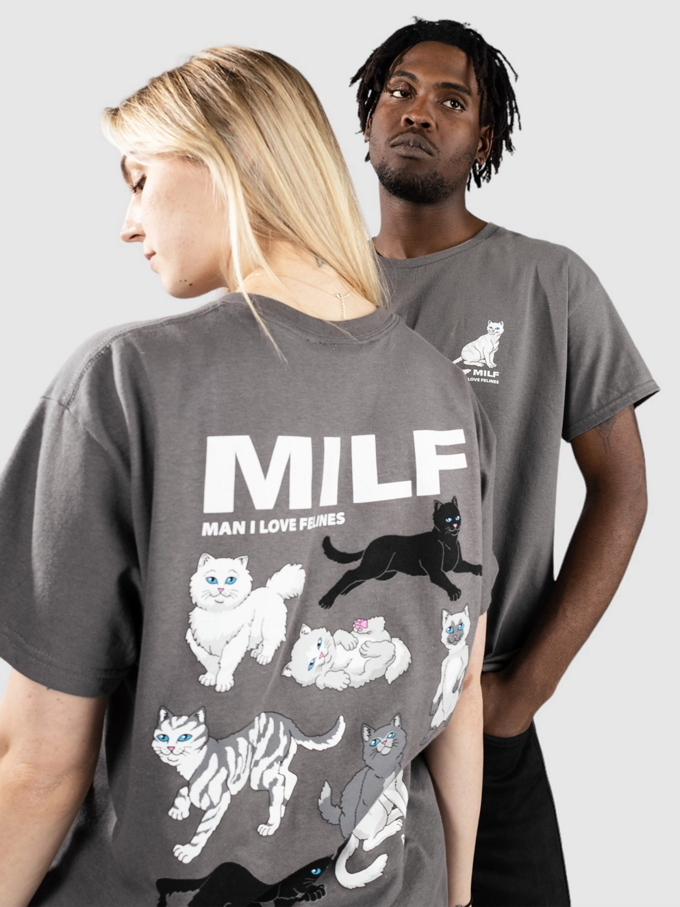 RIPNDIP Man I Love Felines T-Shirt charcoal