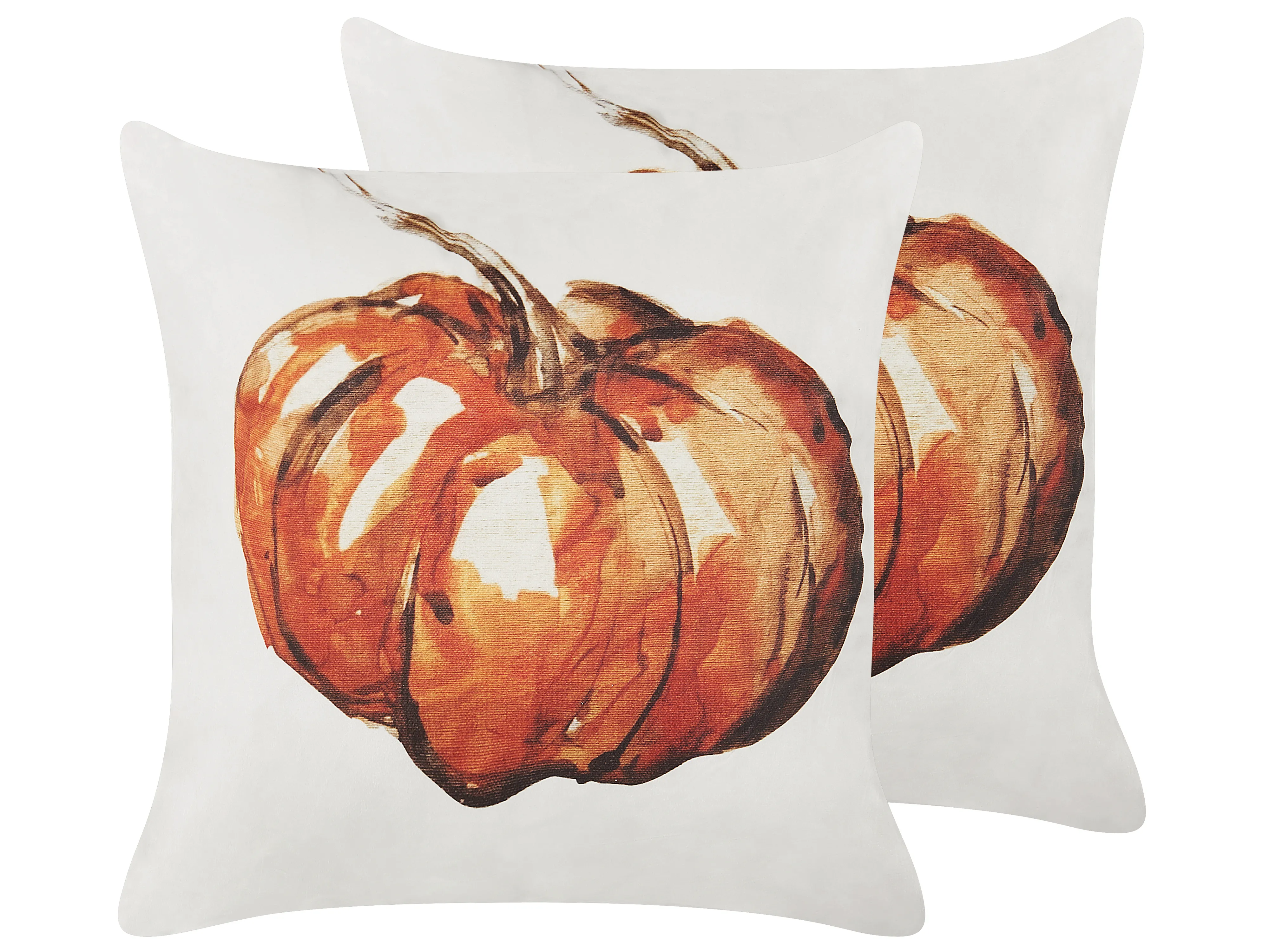 Set van 2 sierkussens CURBITA Fluweel 45 x 45 cm Beige bladpatroon