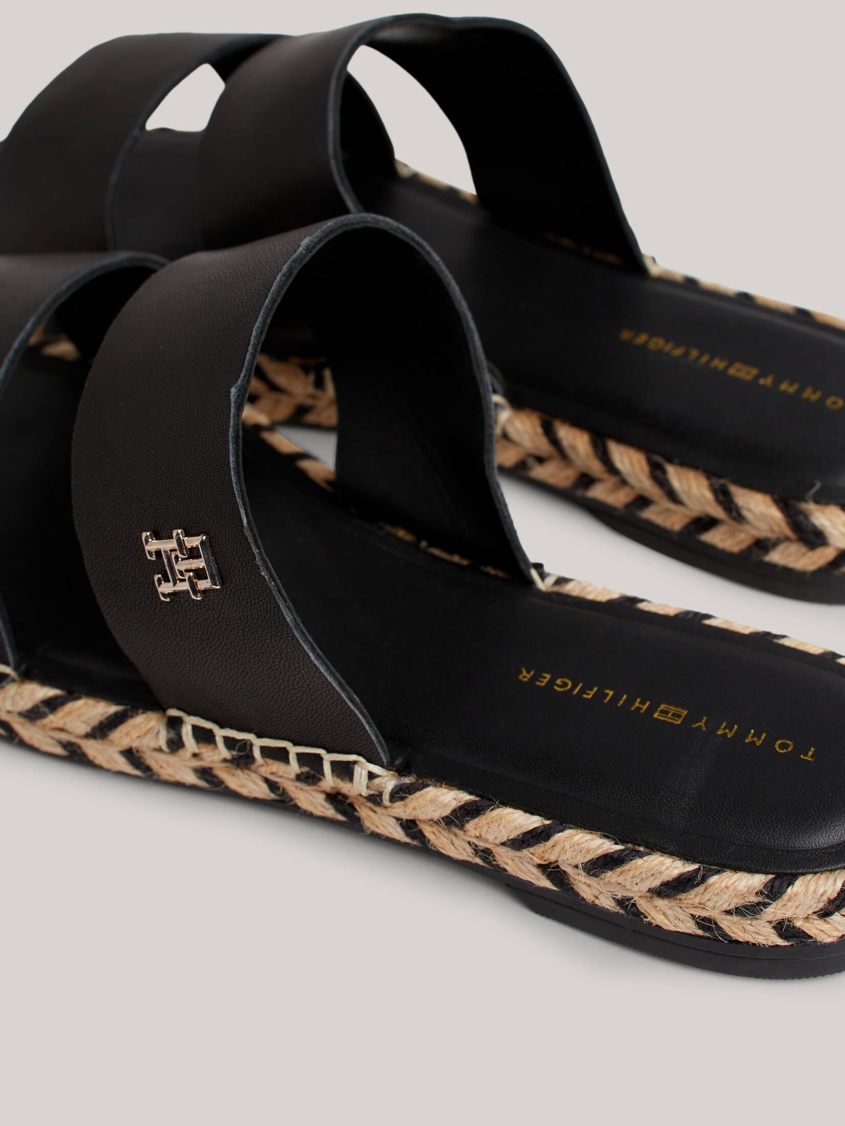 Tommy Hilfiger| Damen Pantoletten TH LEATHER FLAT ESPADRILLE