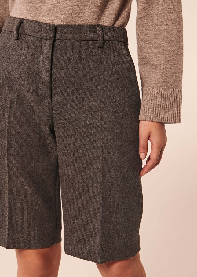 Short Safiagris en toile tailleur