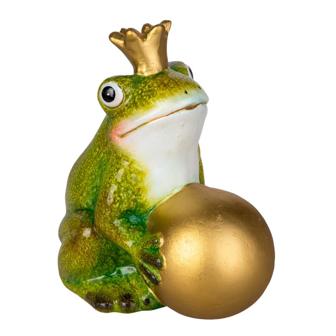Froschkönig mit Kugel - ca. 11 x 14,5 x 17 cm