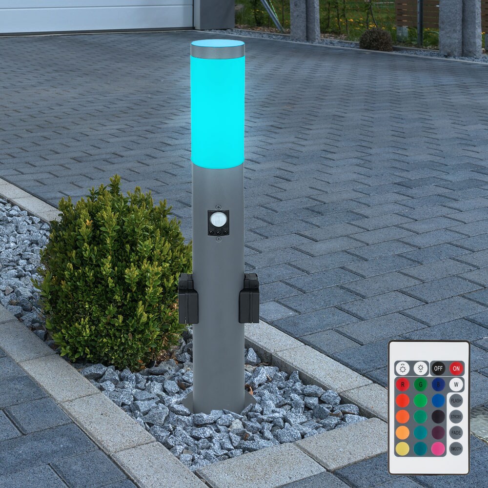 RGB LED Sockelleuchte, Bewegungsmelder, 2x Steckdose