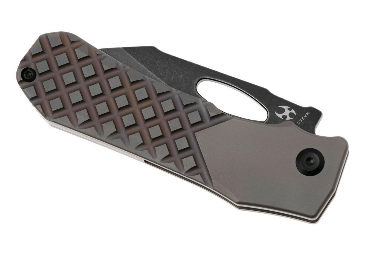 Kansept Loki K1058B4, Blackwashed CPM S35VN, Bronzed Frag Pattern Titanium zakmes, Steven Dunnuck design