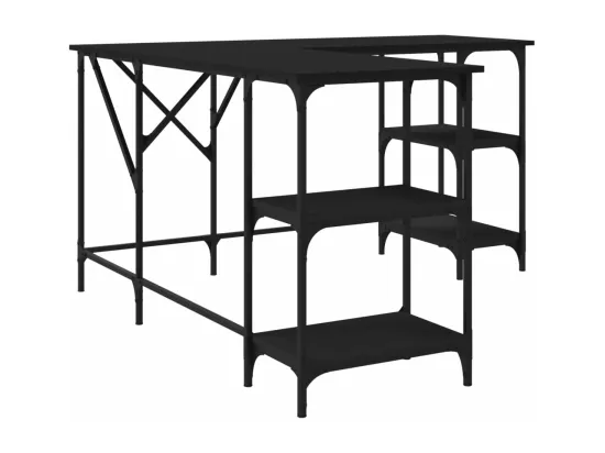 Bureau noir 139x139x75 cm bois d'ingénierie