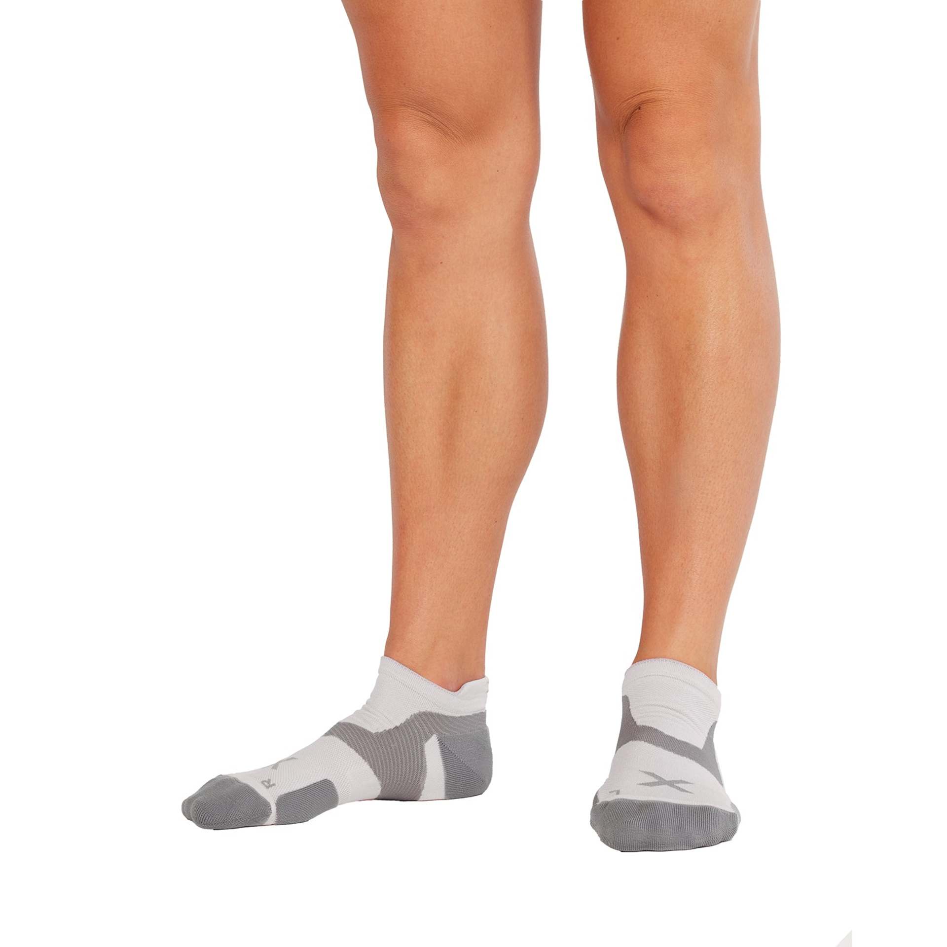 2XU Vectr Cushion No Show Compressiesokken Wit/Grijs
