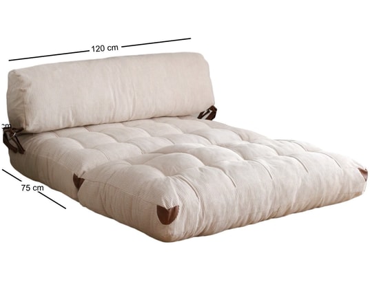 CONCEPT1 - Canapé lit Kadife 2 places pliable blanc 120 x 75 x h79