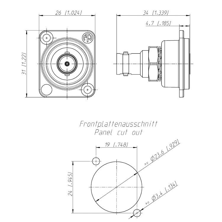 Neutrik NBB75 DFG BNC chassisdeel