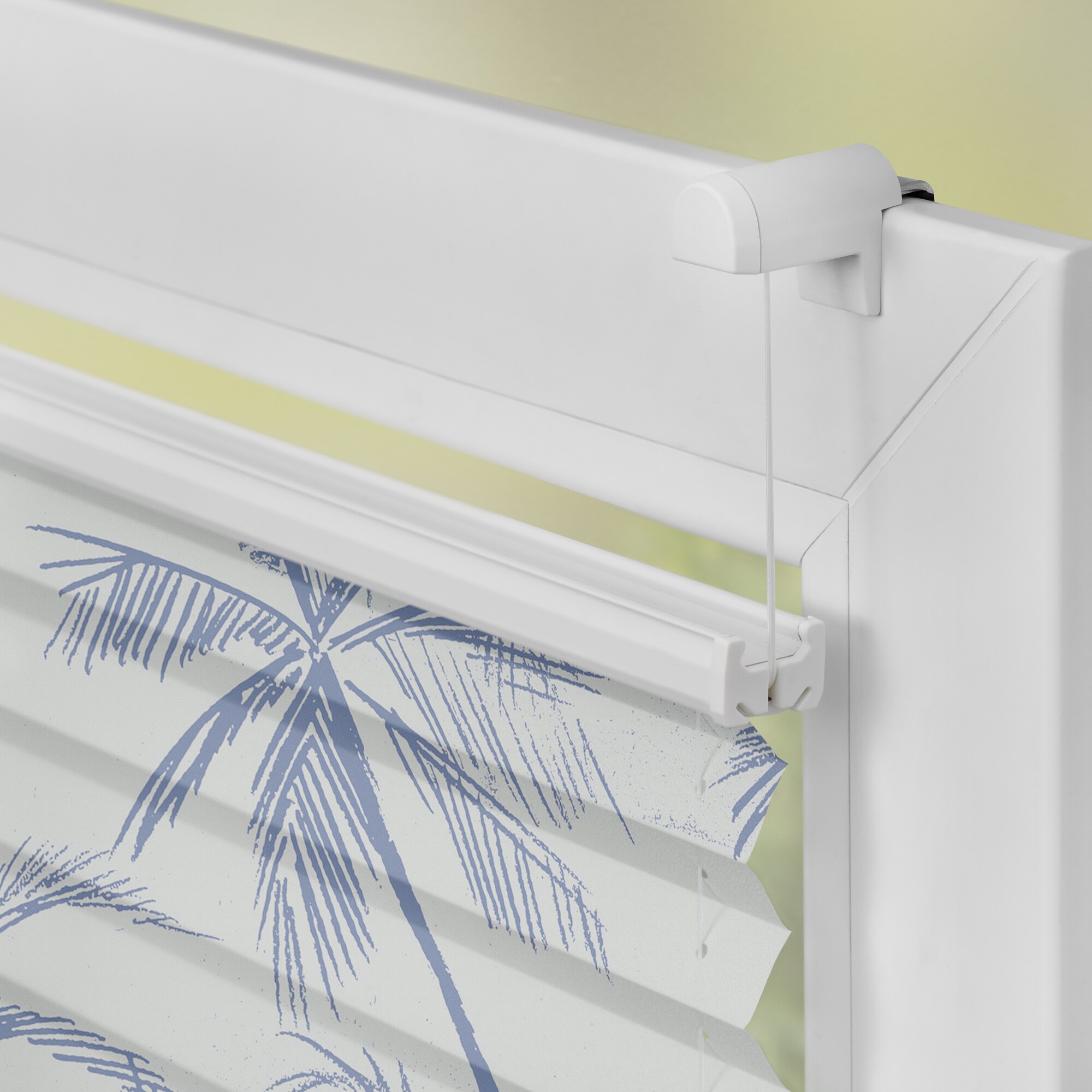 Lichtblick Plissee Klemmfix, ohne Bohren, blickdicht, Blueprint Palms - Blau