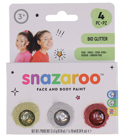 Snazaroo Schminke - BIO Glitter Fein - 3 st. - Gold/Silber/Pink