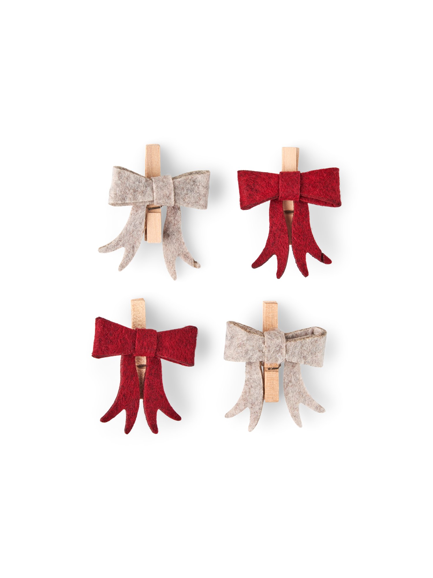 Juleklemmer | Poppeltræ/polyester. 4 stk. | Multi