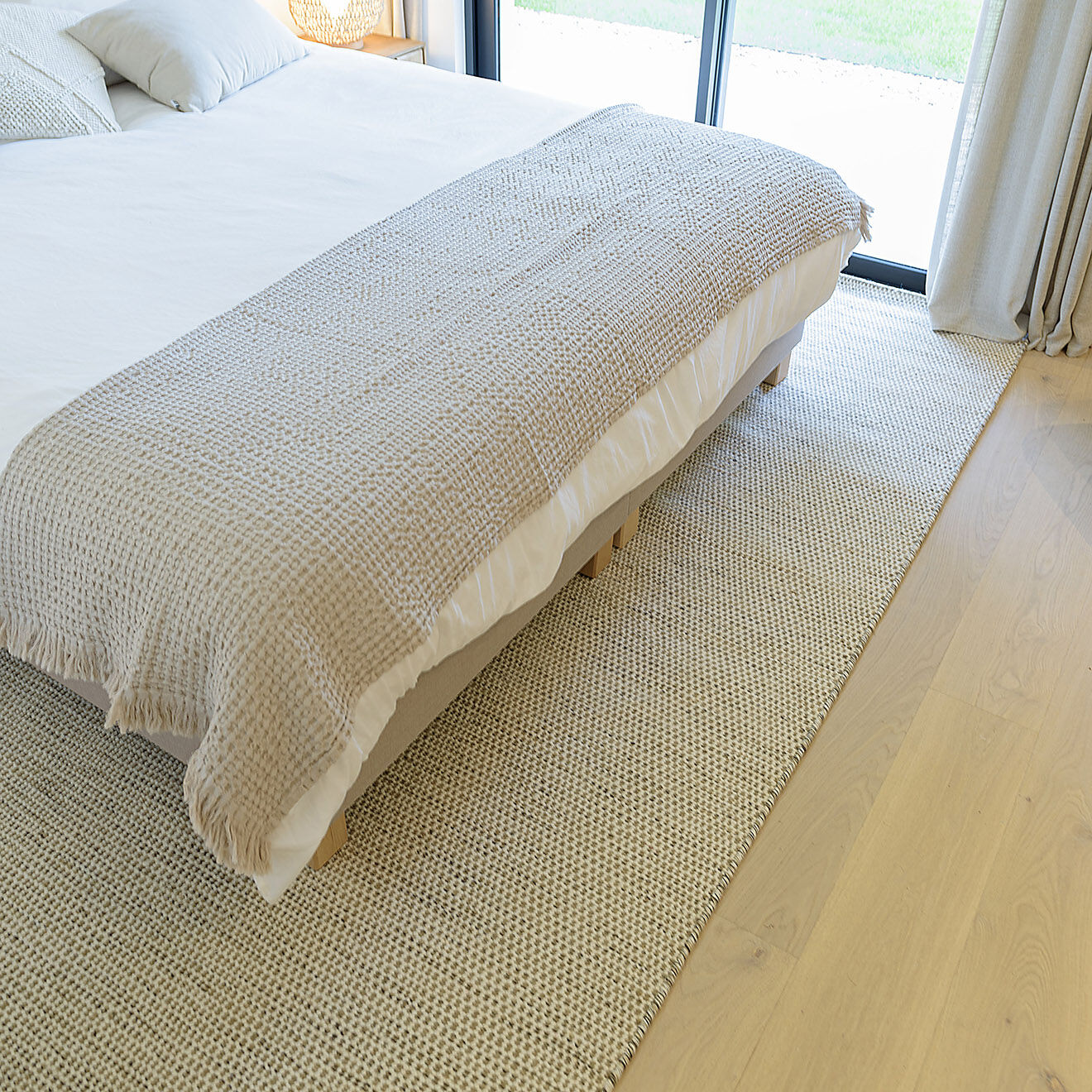 Macabane Tapis en Laine tissée Quentin blanc/marron chiné - 290x200 cm