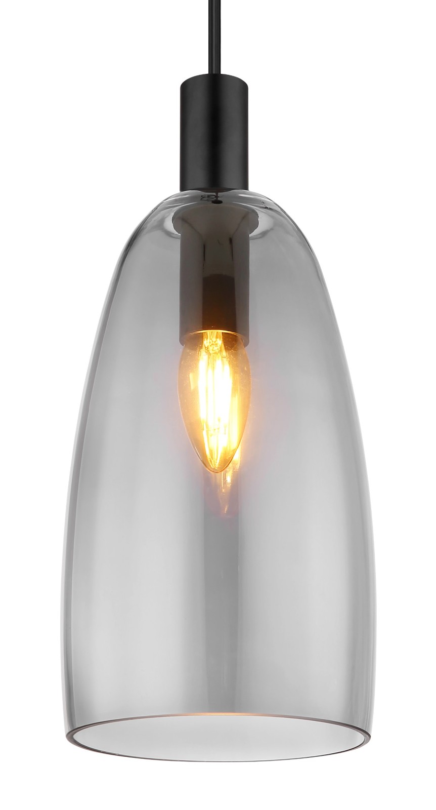 Pendelleuchte - schwarz matt - höhenverstellbar - 14 cm