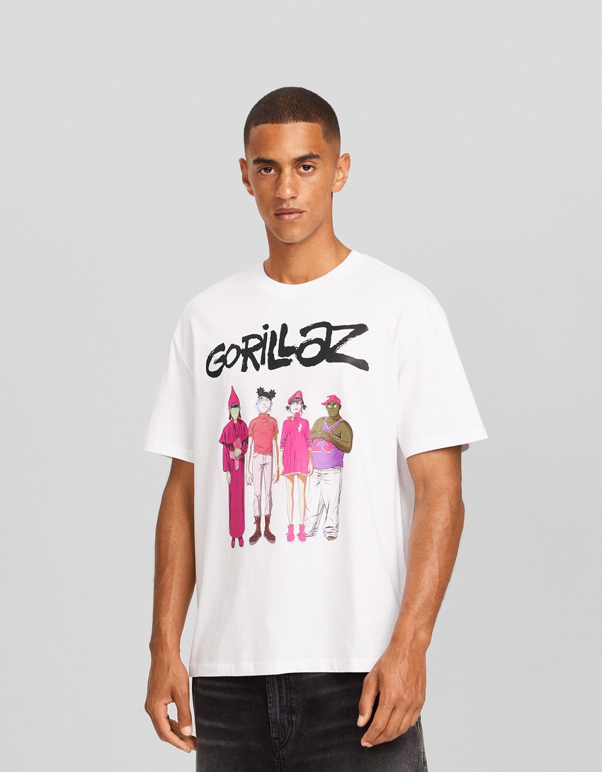 Camiseta de modelagem quadrada com estampa Gorillaz