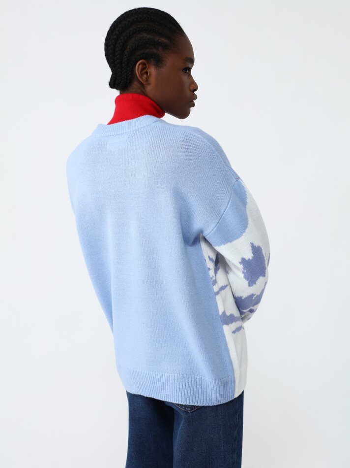 Suéter de malha jacquard - Azul
