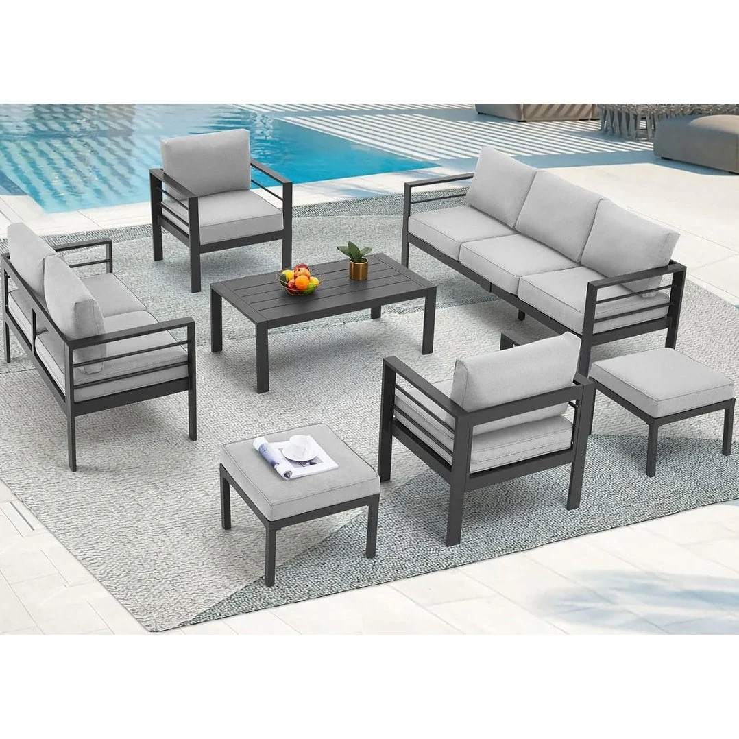 AECOJOY 7 Pieces Aluminum Patio Furniture Set Outdoor Conversation Set