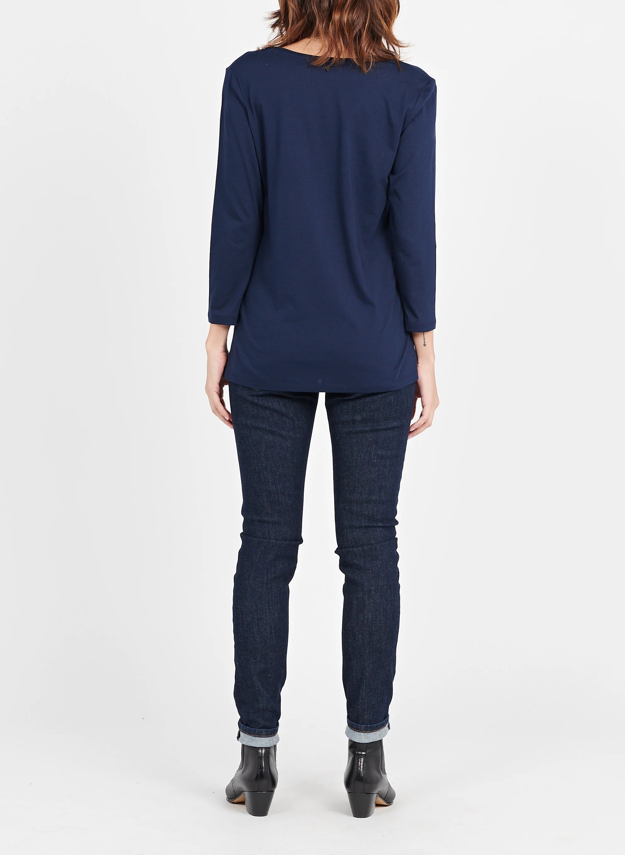 Jean slim 7/8 en coton mélangé | Bleu