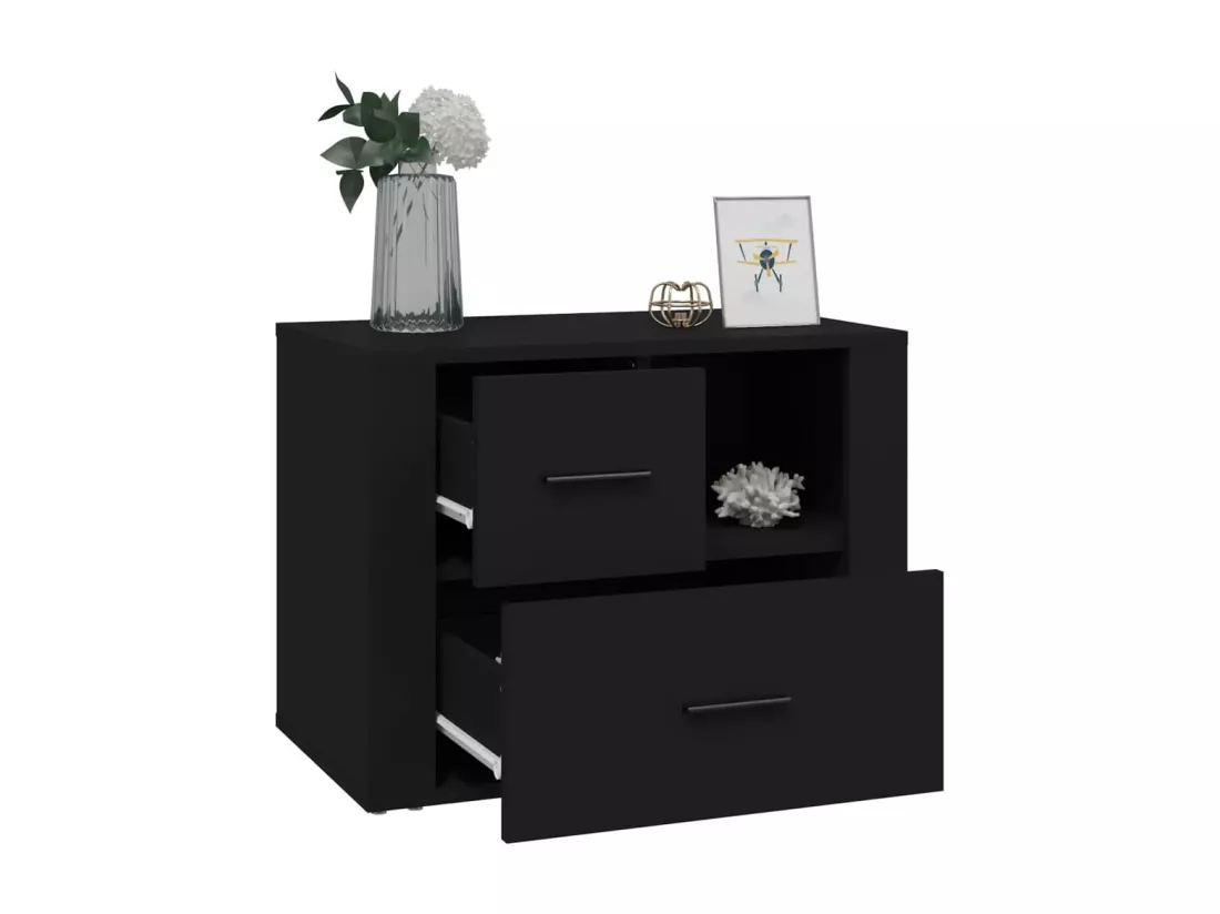 Table de chevet Noir 60x36x45 cm Bois d’ingénierie