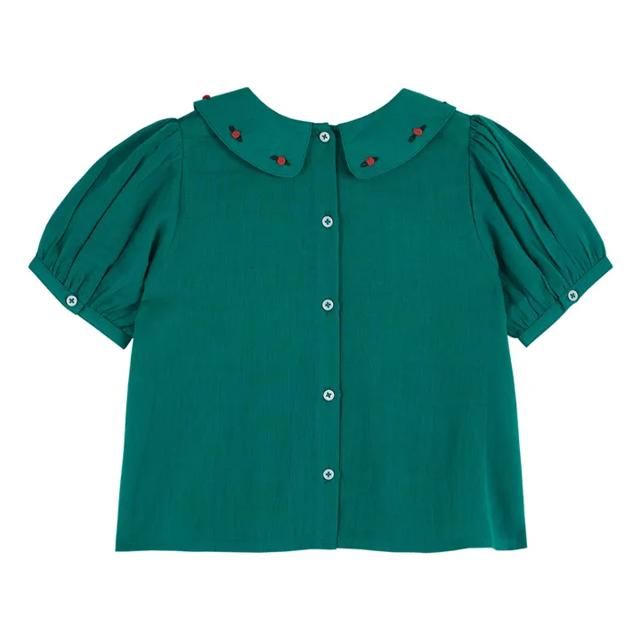Emile et Ida Blouse Smockée Col Brodé | Vert