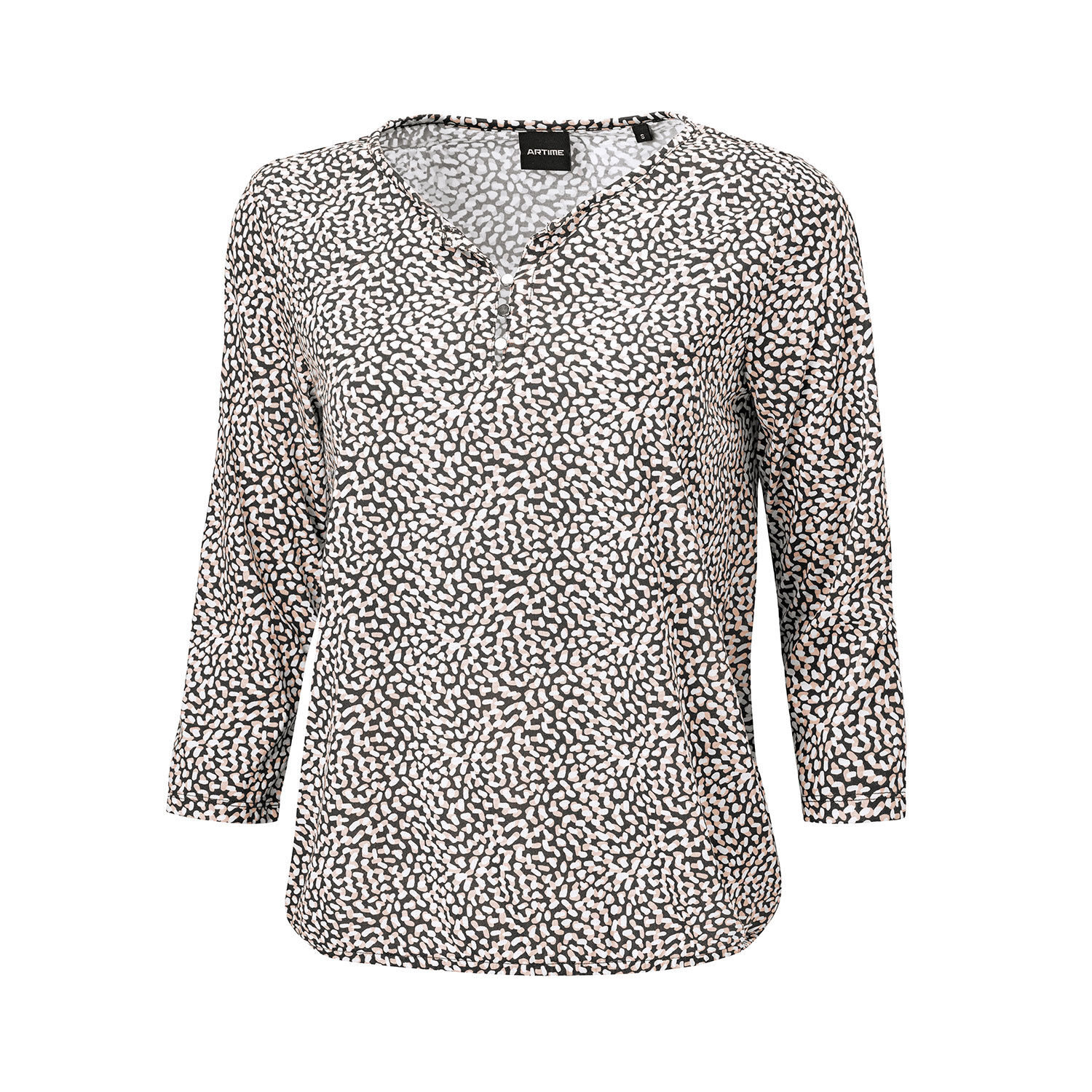 Bedruckte Bluse mit Knopfverschluss und 3/4 Ärmeln