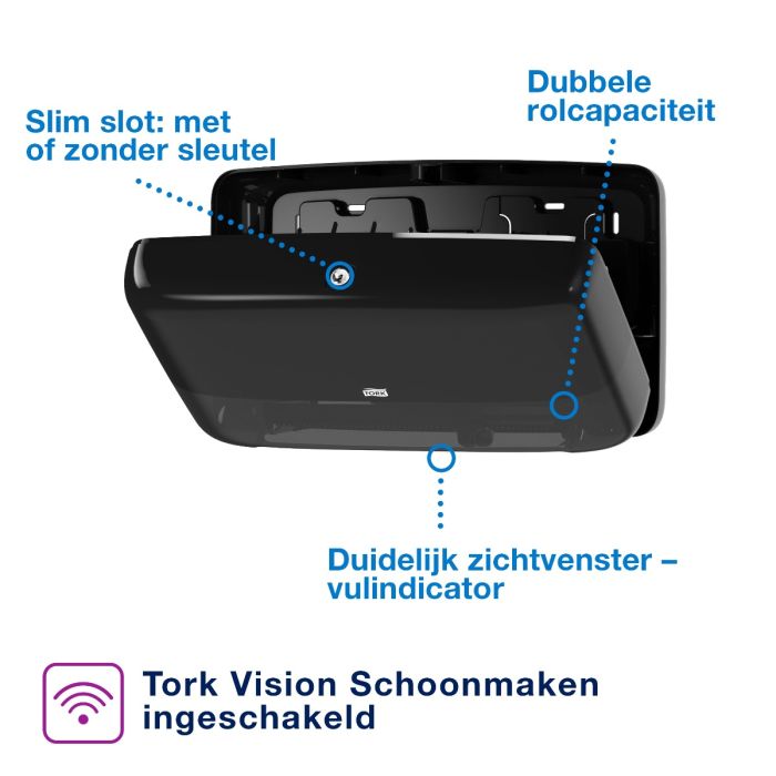 Tork 555508 Dispenser toiletpapier mini jumbo zwart, twin (555508)