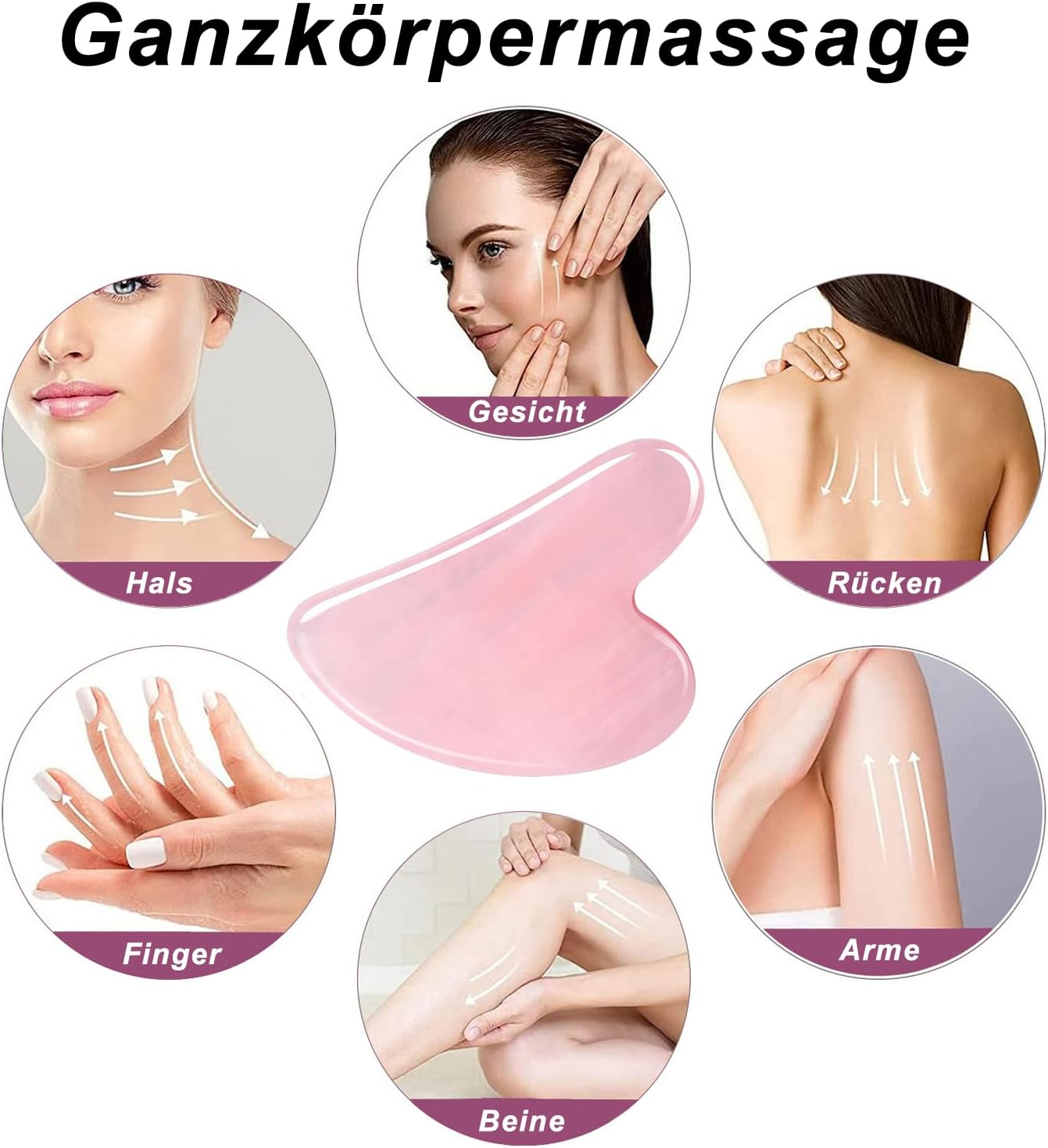 Gua Sha Kristall Stein Gesichts Massage Schaber - Rosa