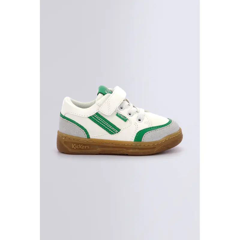 KOUIC BLANC GRIS VERT BASKETS BASSES Synthétique Garçon