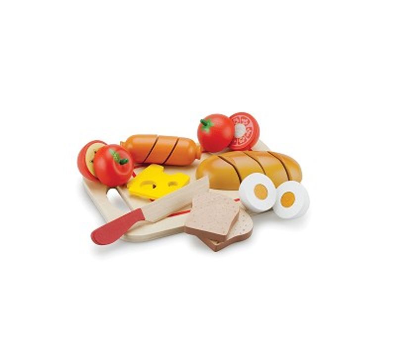 New Classic Toys Skjærefjøl med Frokostmat, Lekemat i tre