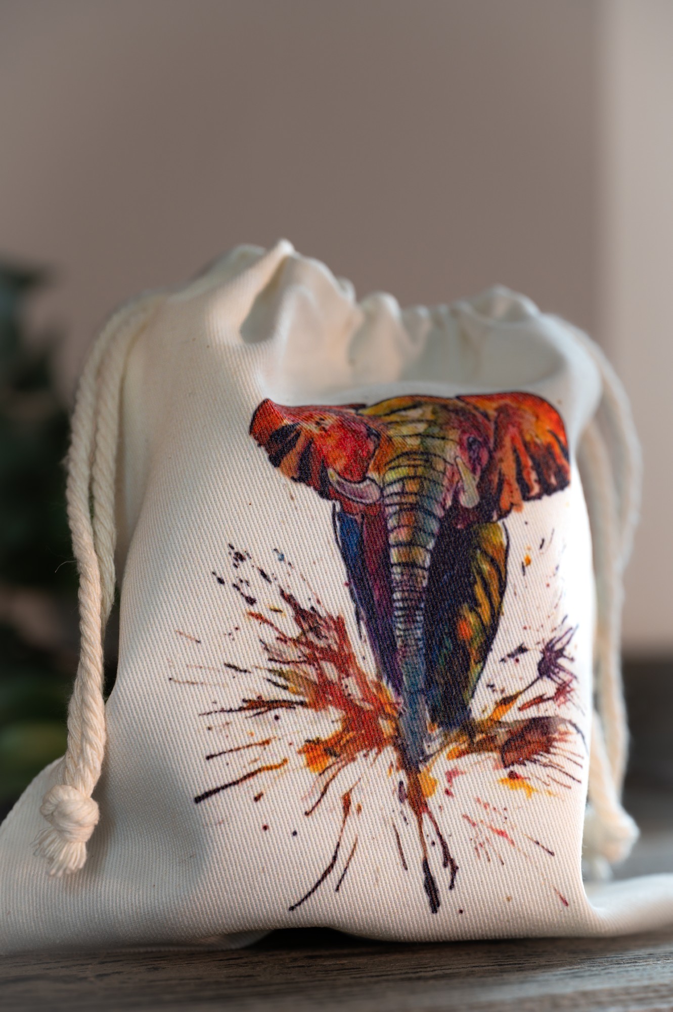 Stofftasche 'Elefant', weiß, B 18,5 cm, H 21 cm günstig bestellen