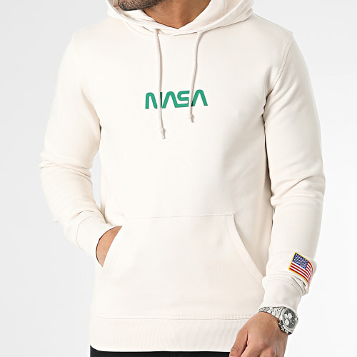 Sweat Capuche Flag Born In USA Beige Vert