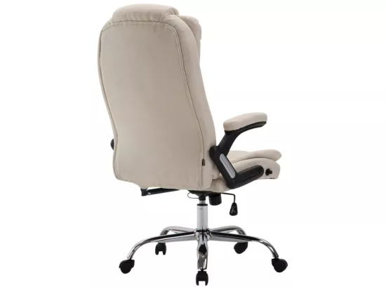 Chaise de bureau - Tissu & Métal chromé - Crème - Thor