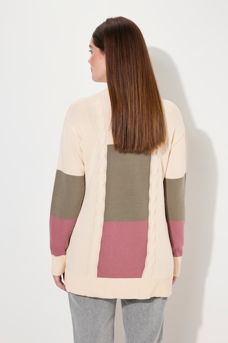 Pullover, Colorblocking, Stehkragen, Langarm, Biobaumwolle