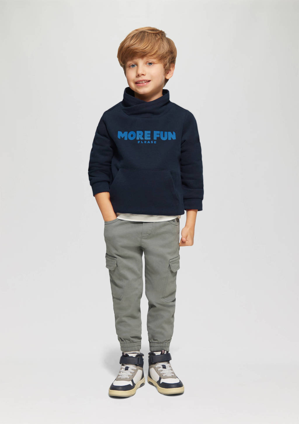 s.Oliver sweater met tekst donkerblauw