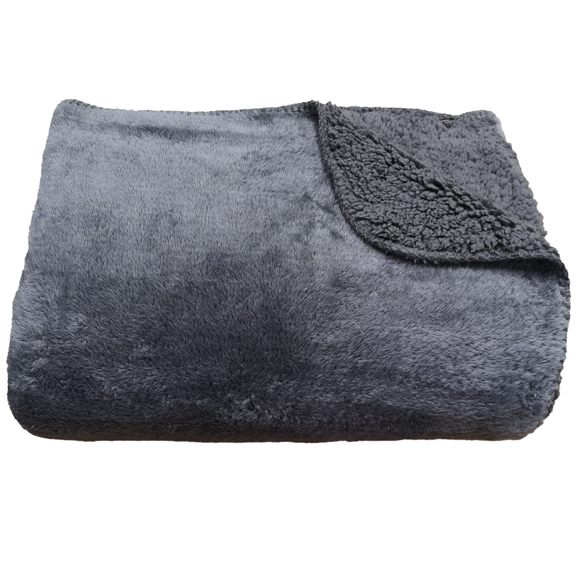 Kuscheldecke - anthrazit - Lammfelloptik - 140x200 cm
