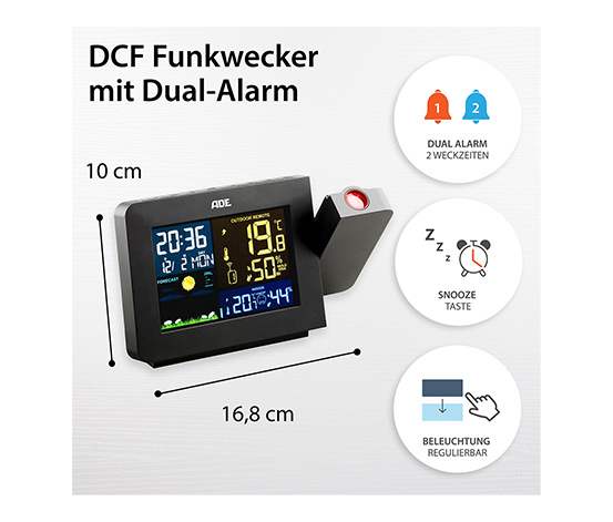 Wetterstation mit Funk-Außensensor und Projektion