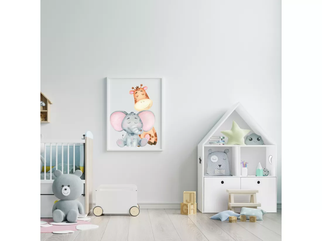 Bibliothèque pour enfants en Bois Blanc 3 Etageres 2 Tiroirs