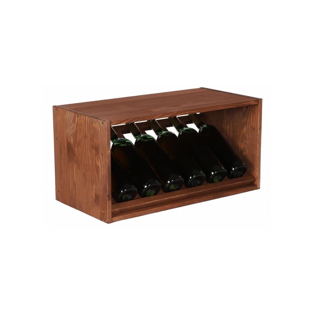 PROREGAL Modulair Wijnrek Vincellar Mod HxBxD 30 x 60 x 30 cm Schuine Module Voor 6 Flessen Massief Dennenhout Bruin Geolied