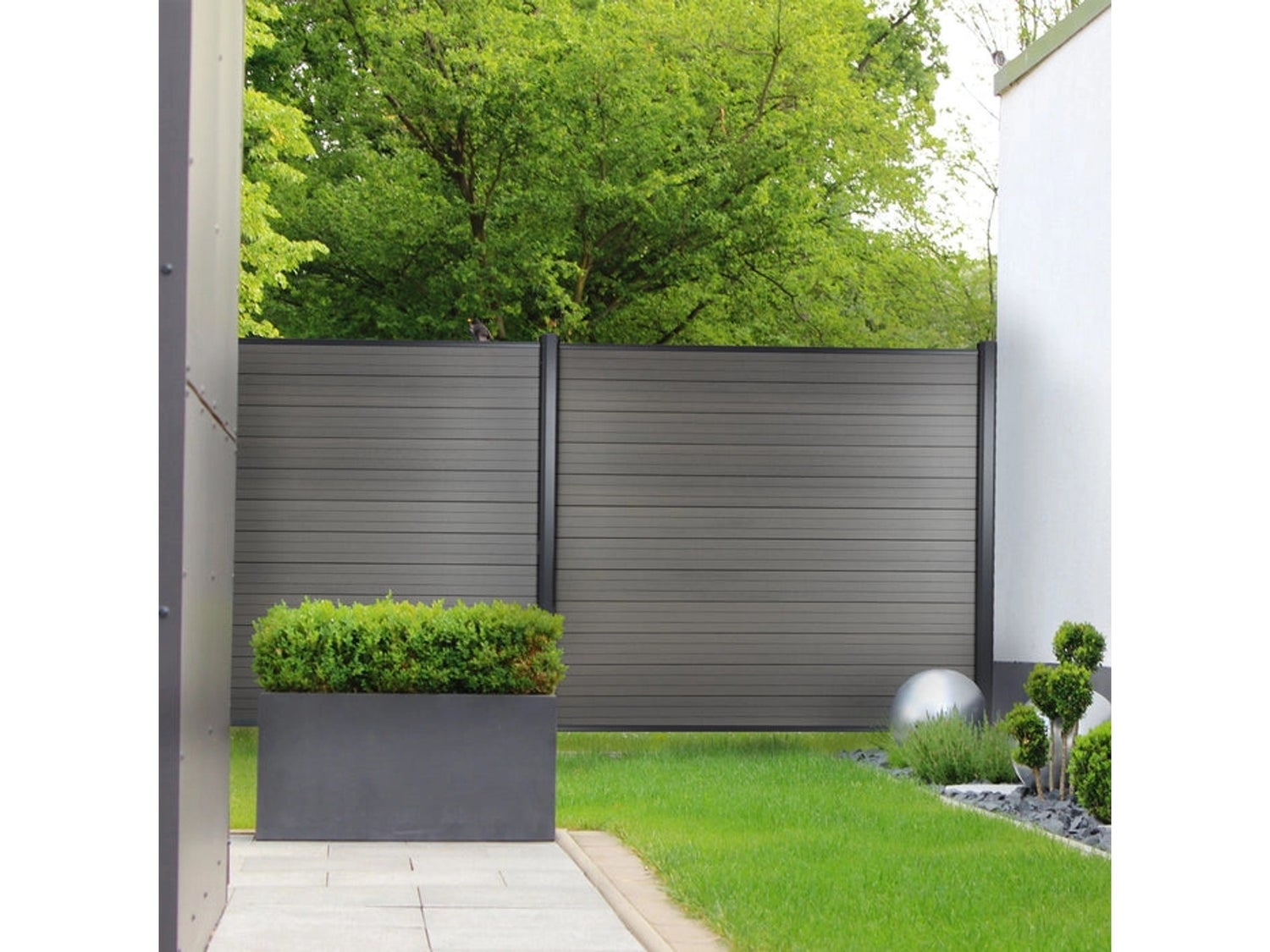 WPC schutting - complete set inclusief bevestigingsmateriaal - schutting voor tuin en terras 180 x 180 cm - WPC palen