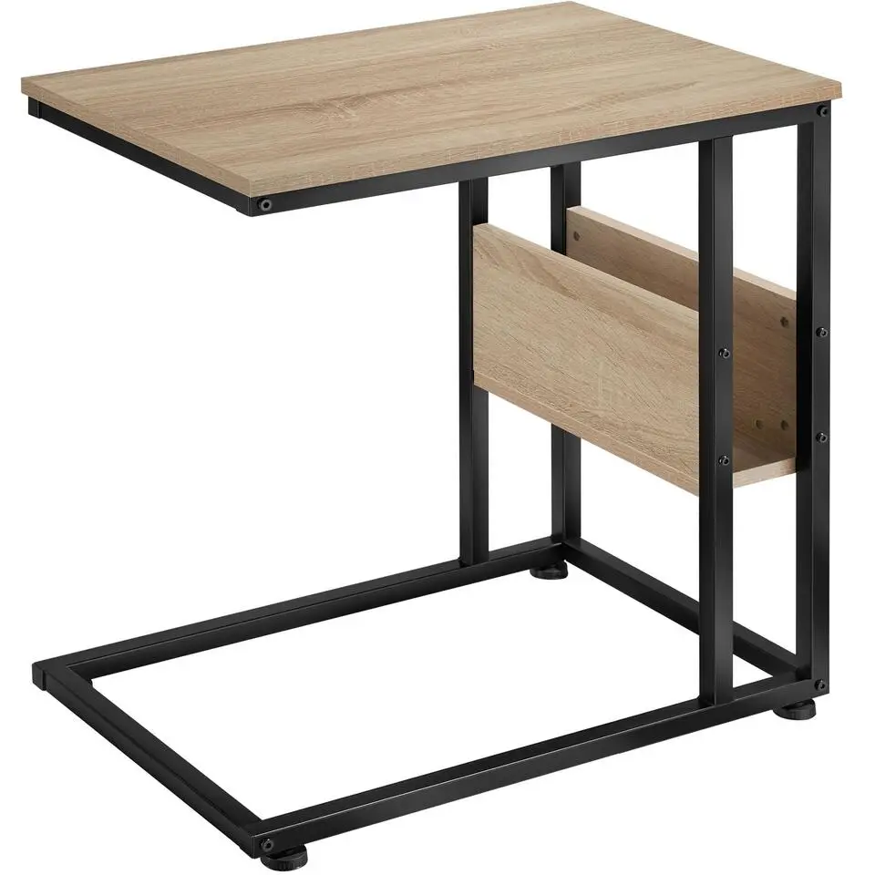 tectake Bijzettafel Wigan 55x36,5x60cm, Industrieel Licht Hout, Eiken Sonoma