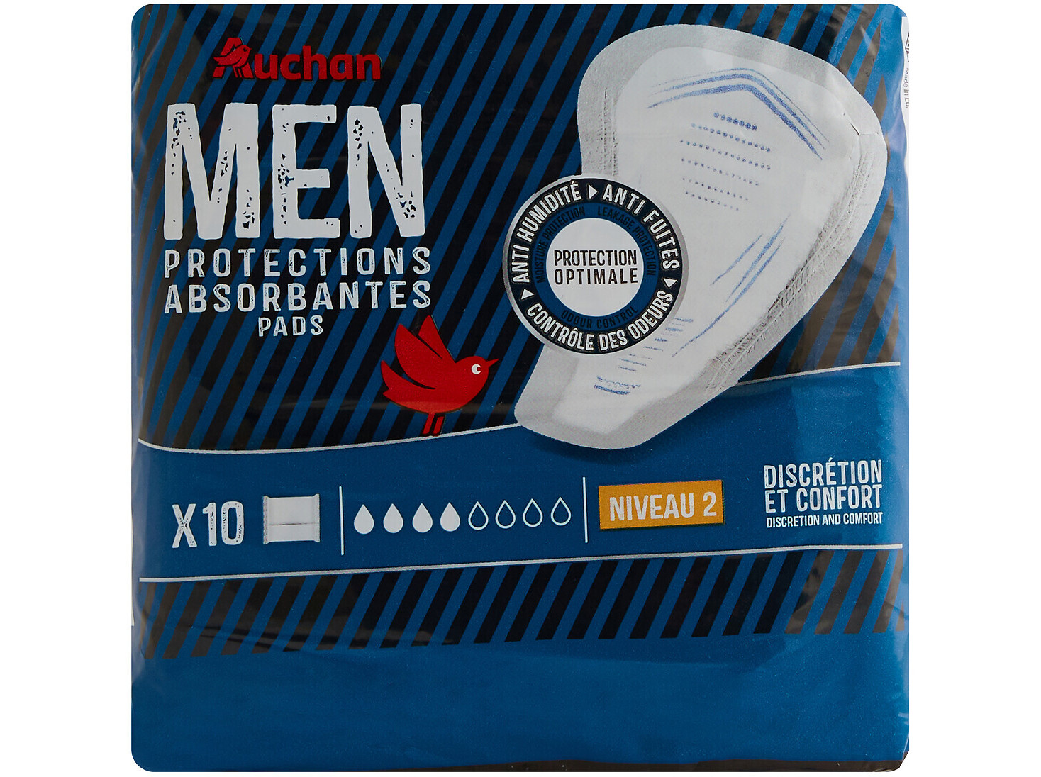 PENSOS INCONTINÊNCIA AUCHAN HOMEM NÍVEL 2 C/BOLSA 10UN