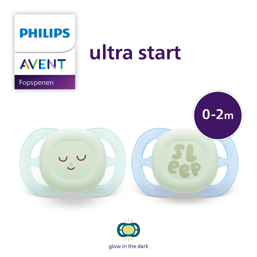 Philips Avent Fopspeen Ultra Air Nighttime 0-2 mnd Glow in the Dark2 stuks