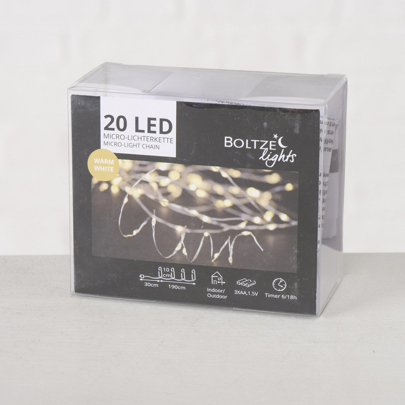 Boltze Guirlandes lumineuses Micro 20 LED argentée