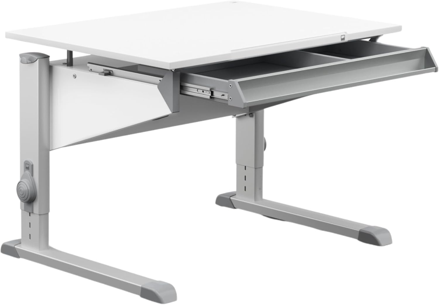 Moll Sprinter CP Kinderschreibtisch höhenverstellbar | mitwachsend, ergonomisch & neigbar für aufrechtes Sitzen | ideal für Schulkinder | Schreibtisch weiß optional mit Schublade | Made in Germany