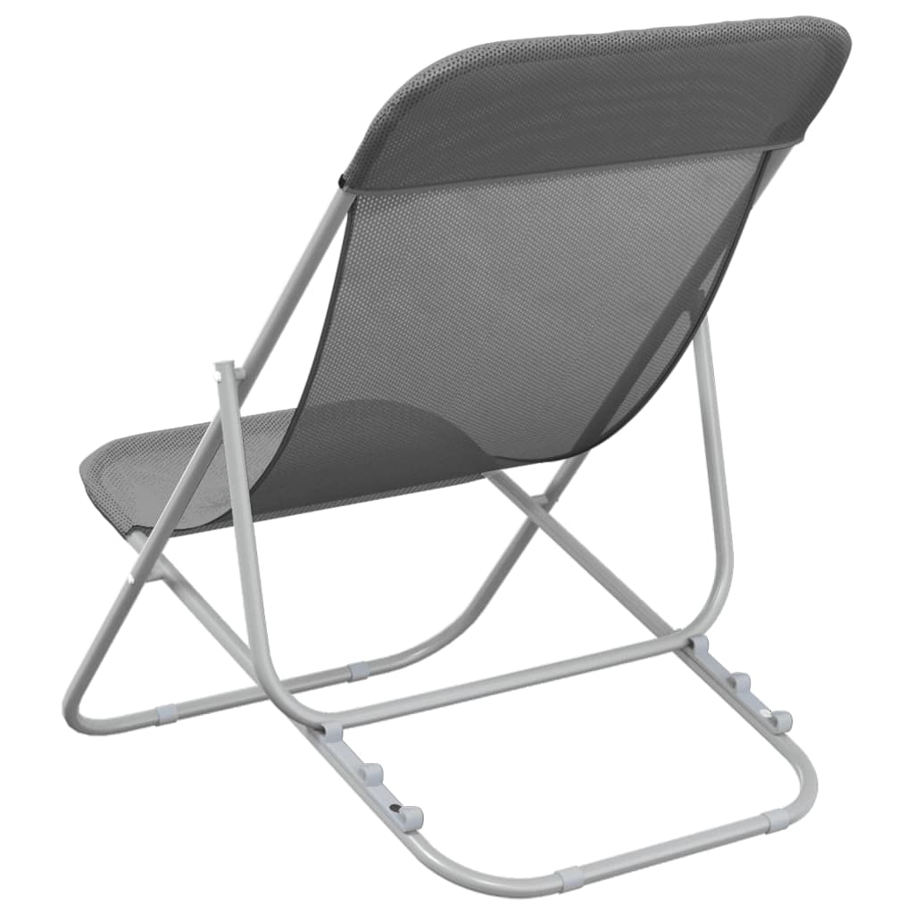 Chaises de plage pliantes 2pcs textilène acier enduit de poudre